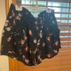 Maurices Black Floral Print Shorts